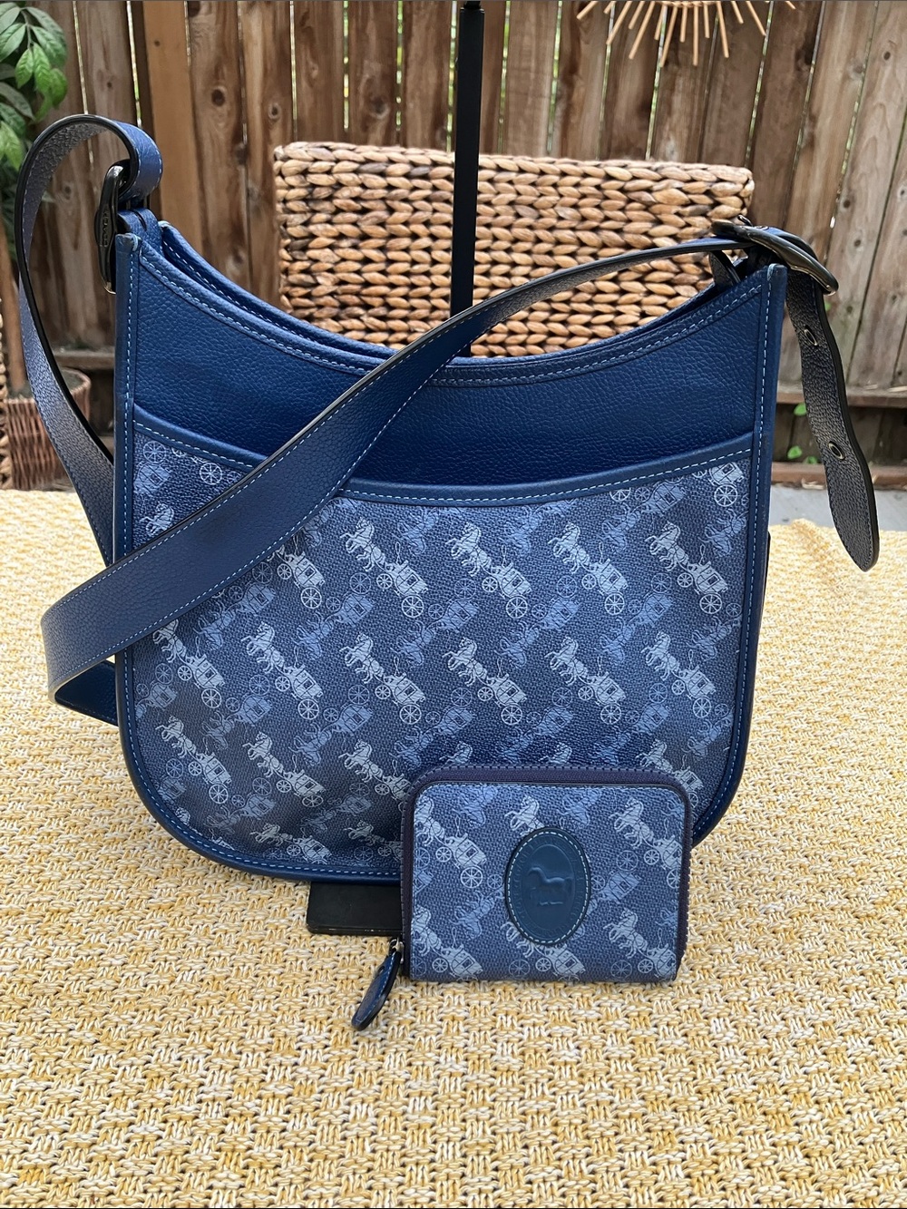 Coach Emery - Blue Horse and Carriage Crossbody with Matching Wallet
